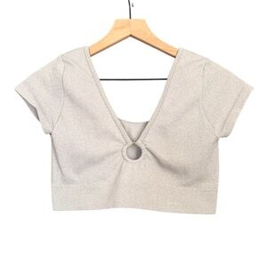 American Eagle Cropped Gray Ribbed Women's Top